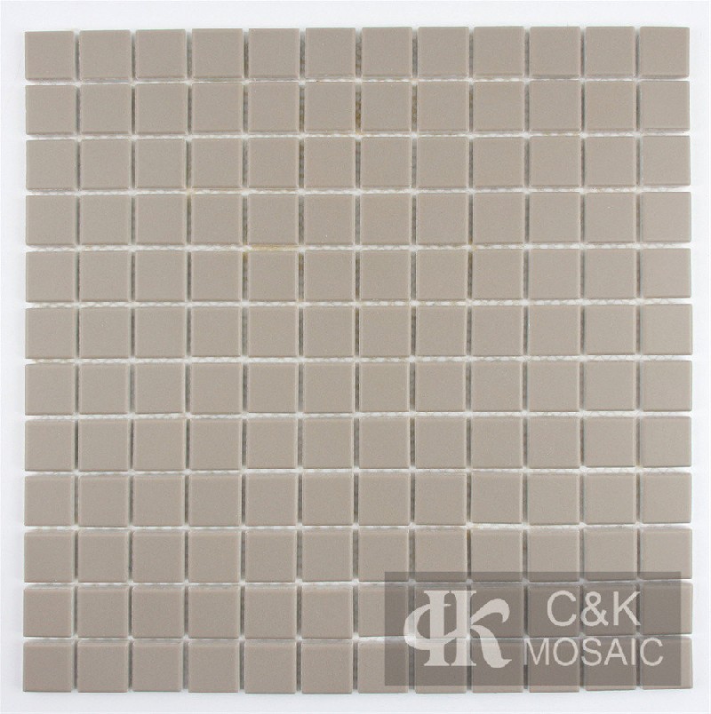 Modern Tan Square Glass Mosaic Tiles For Washroom 23JSP75