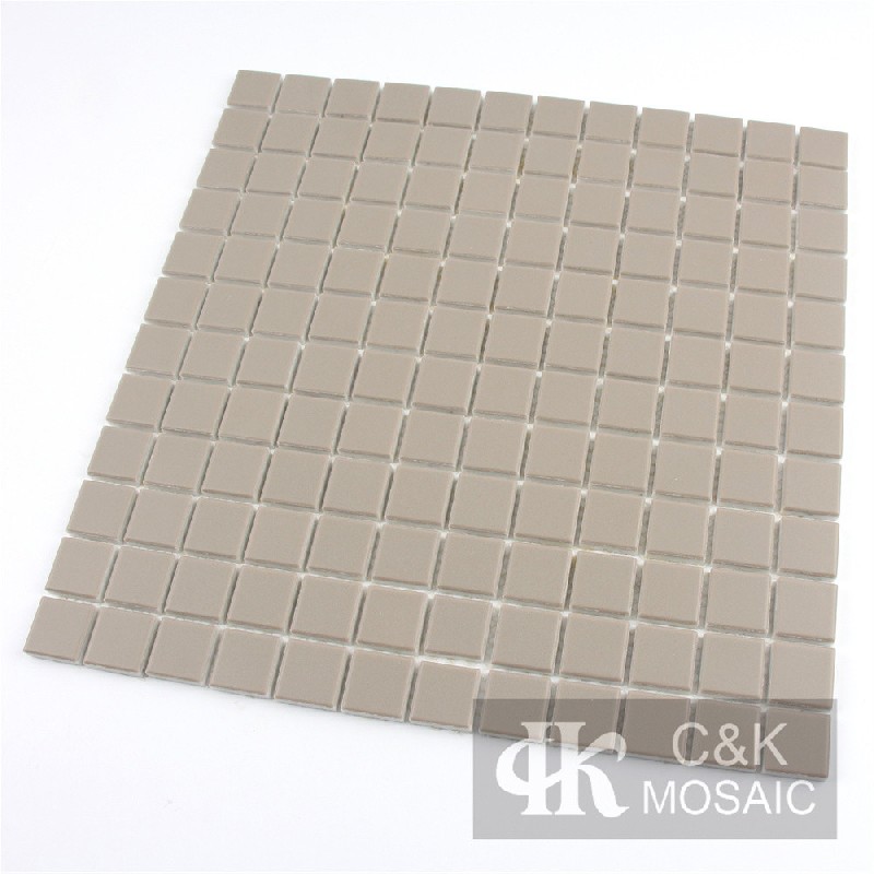 Modern Tan Square Glass Mosaic Tiles For Washroom 23JSP75