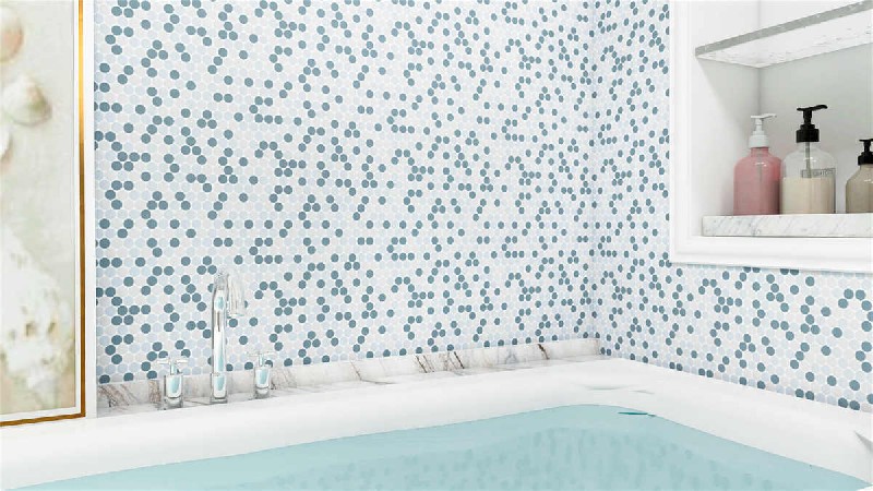 Rustic Light Blue Mix Round  Glass Mosaic Tiles For Shower Walls MJRP7003