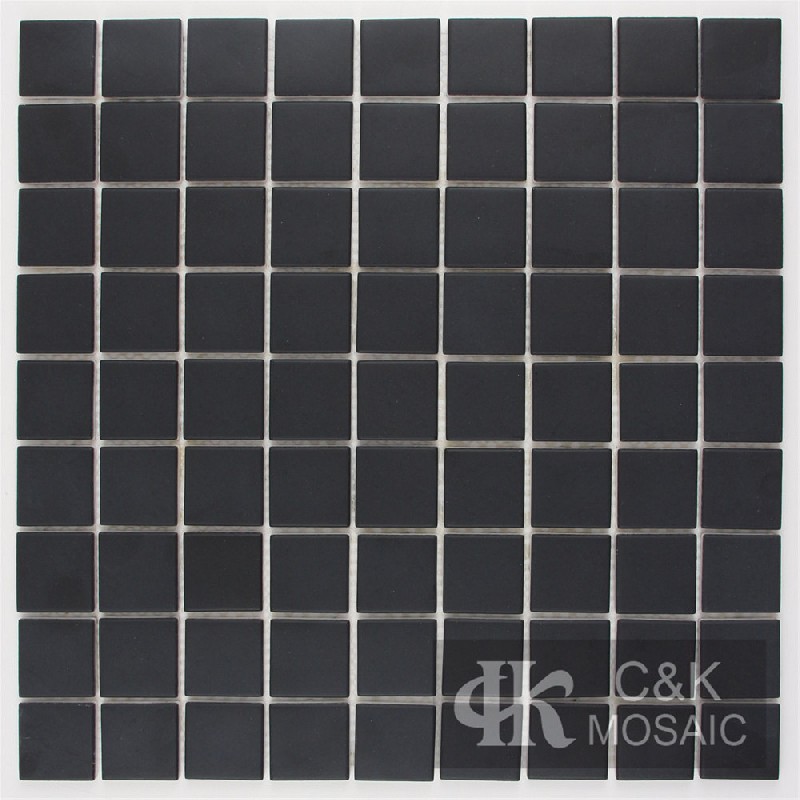 Durable Black Square Glass Mosaic Tiles For Backsplash 34JSP56