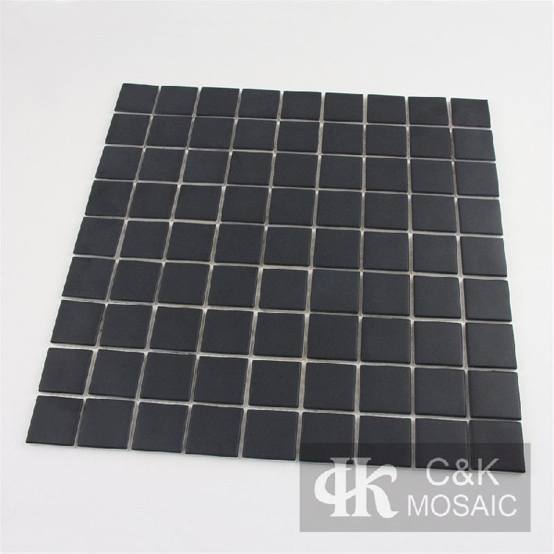 Durable Black Square Glass Mosaic Tiles For Backsplash 34JSP56