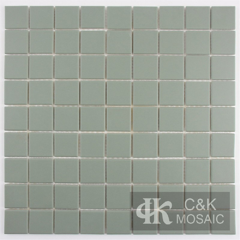 Matte Green Square Glass Mosaic Tiles For Kitchen Backsplashes 34JSP106