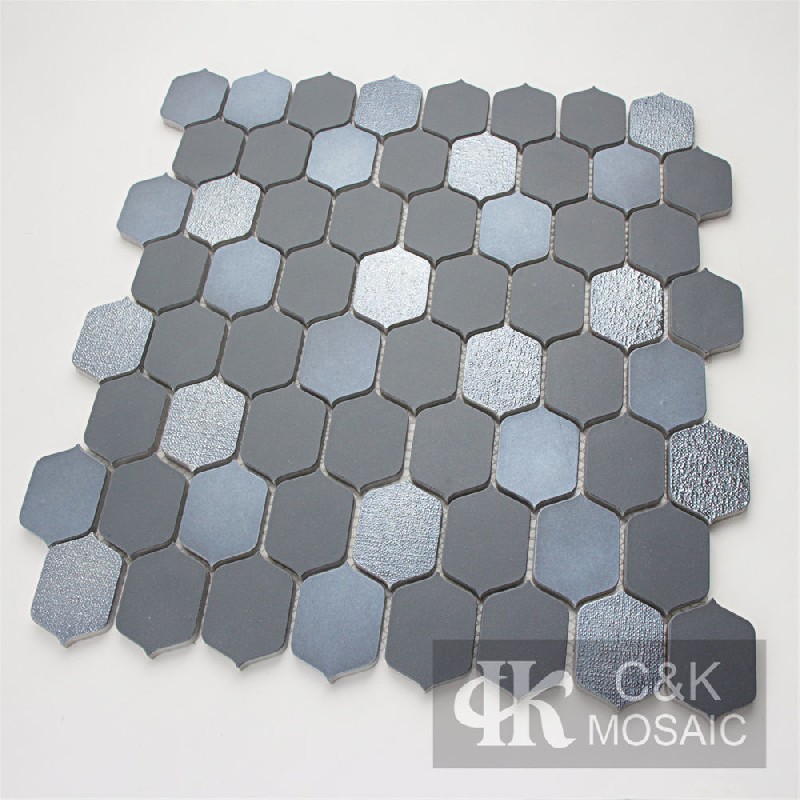 Ornate Grey Lantern Glass Mosaic For Backsplash MJGW2005