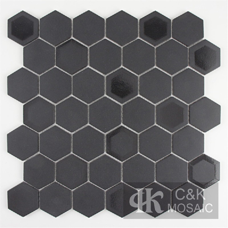 Innovative Black Hexagon Glass Mosaic Tiles For Shower Walls MJHW8001