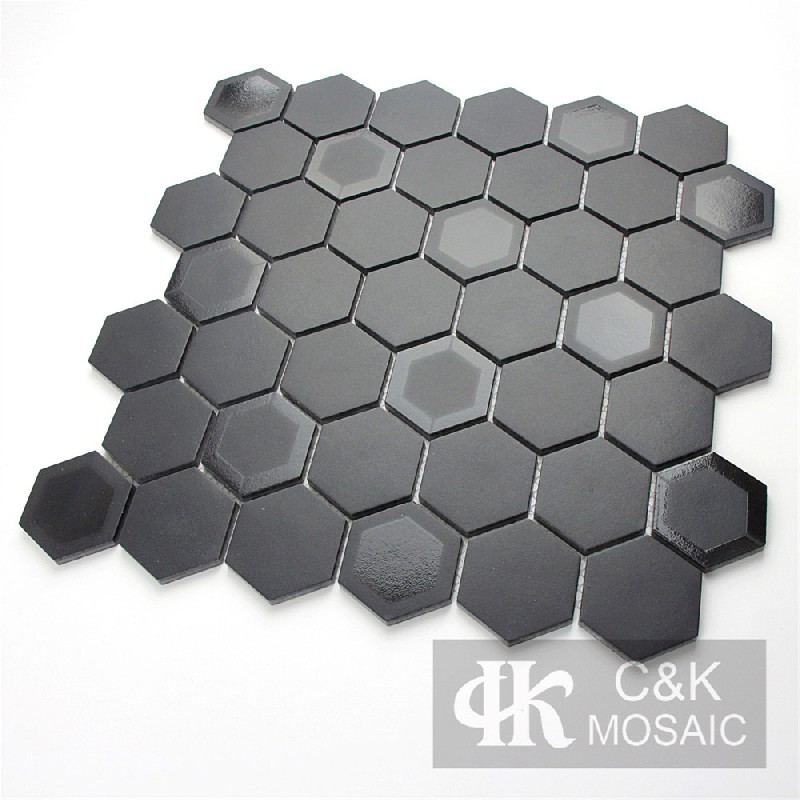 Innovative Black Hexagon Glass Mosaic Tiles For Shower Walls MJHW8001