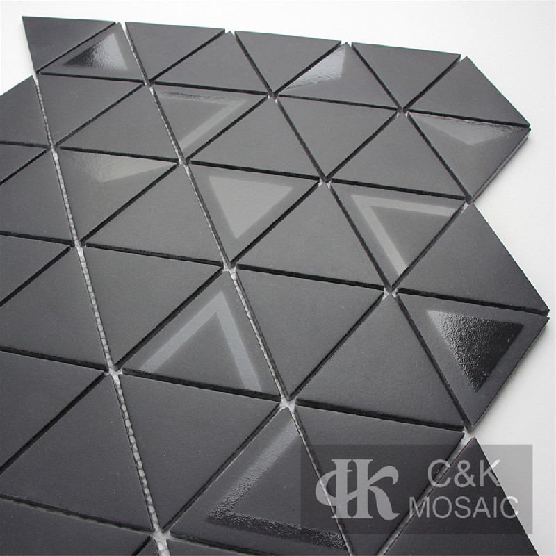 Unique Black Triangle Glass Mosaic For Spa MJJW8001