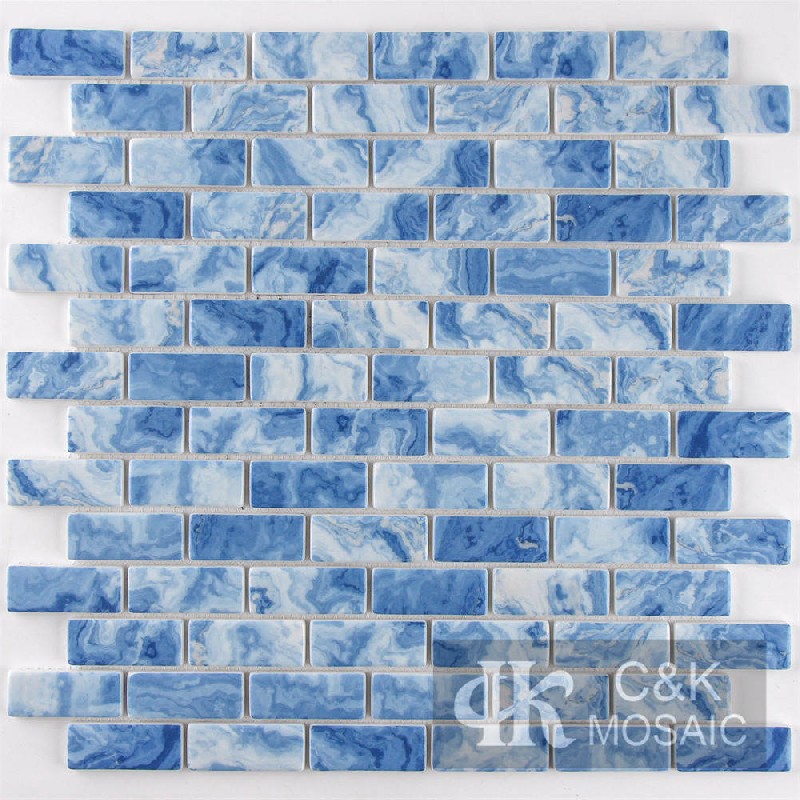 Special Blue Rectangle Glass Mosaic For Bathroom 2048SBQ783B-G