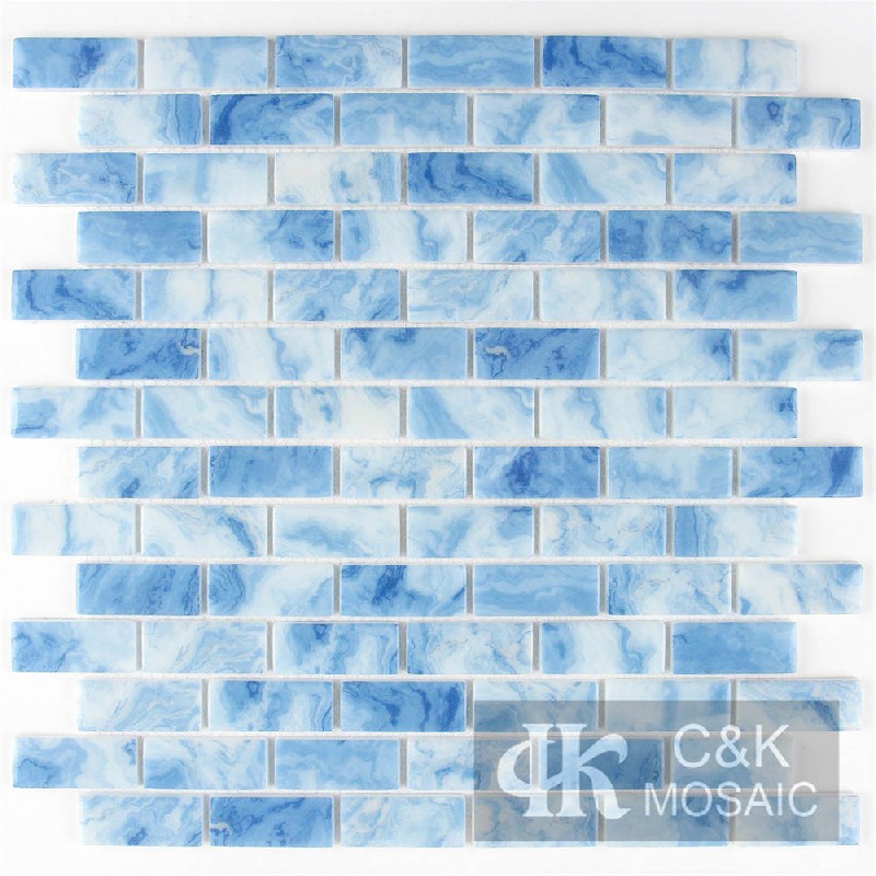 New Blue Rectangle Glass Mosaic For Living Room 2048SBQC782B-G