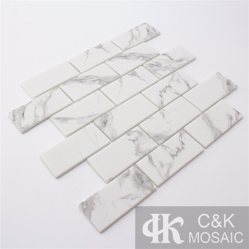 Hot Selling White Rectangle Glass Mosaic For Spa 4898SBQ121B