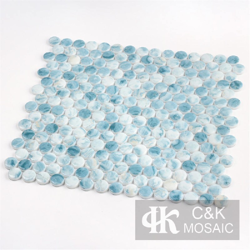 Colorful Green Round Glass Mosaic For Bathroom 20SRQC639-G