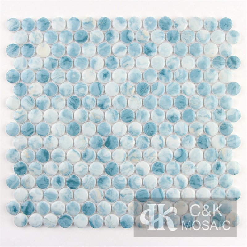 Colorful Green Round Glass Mosaic For Bathroom 20SRQC639-G