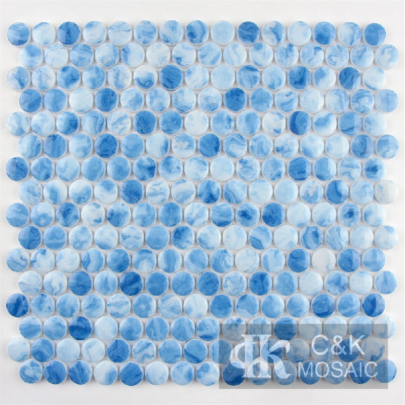 Beautiful Blue Round Glass Mosaic For Bedroom 20SRQC782-G