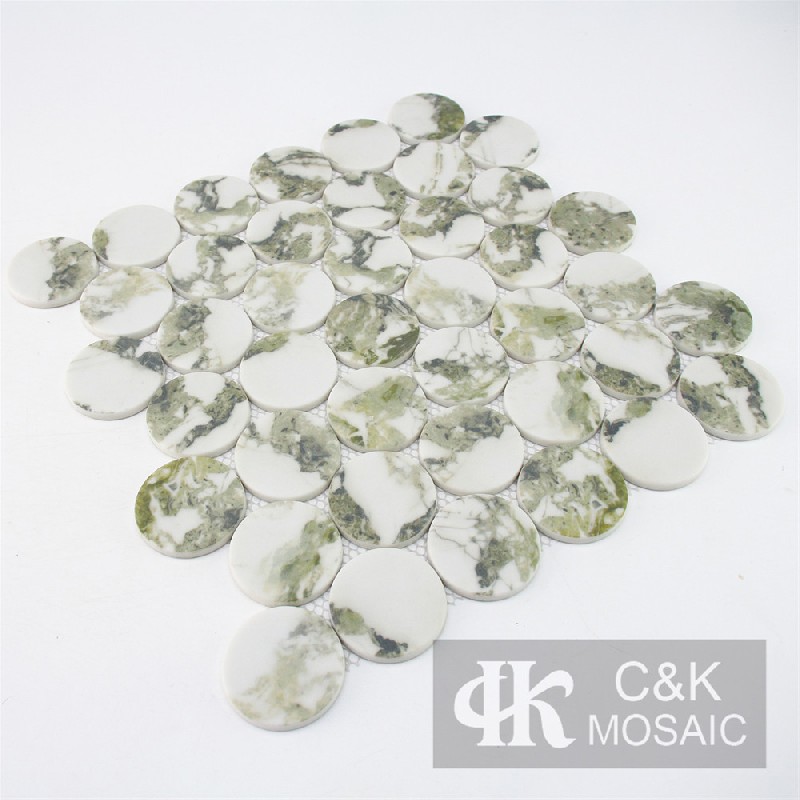 Unique Green Round Glass Mosaic For Backsplash 48ARRQS607