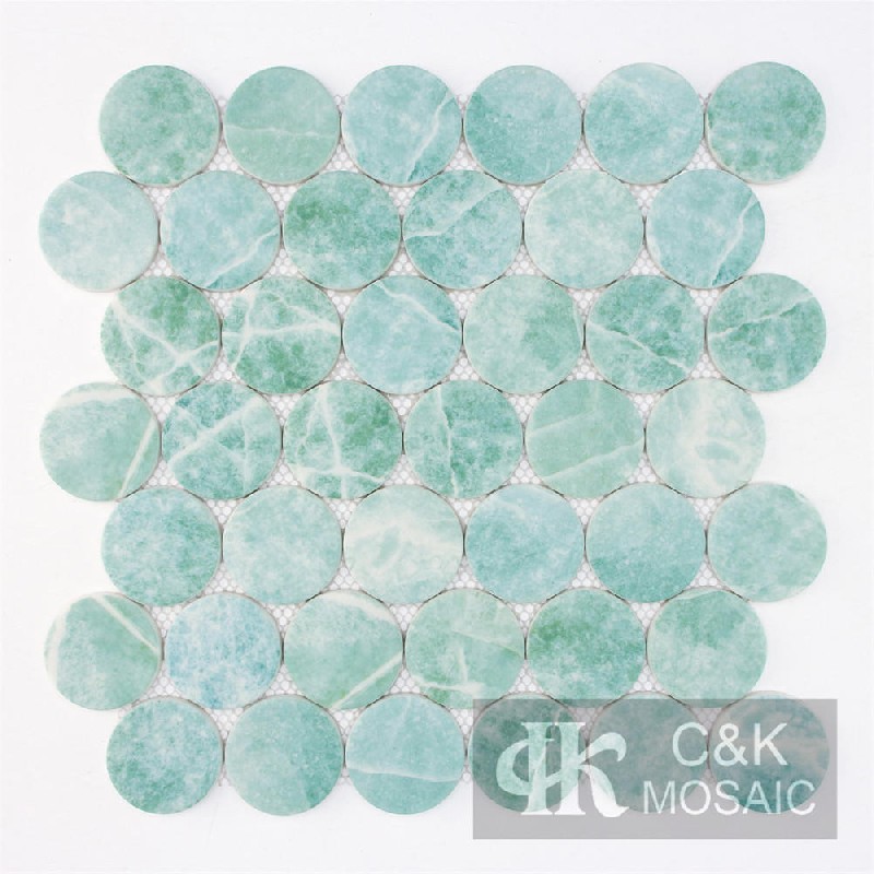 Modern Green Round Glass Mosaic For Kitchen 48ARRQS608