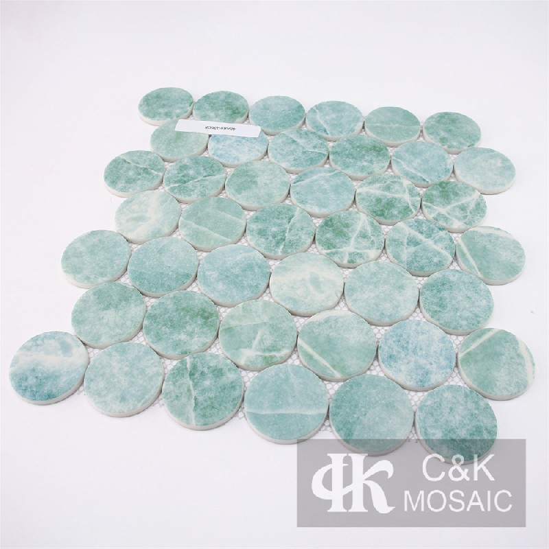 Modern Green Round Glass Mosaic For Kitchen 48ARRQS608