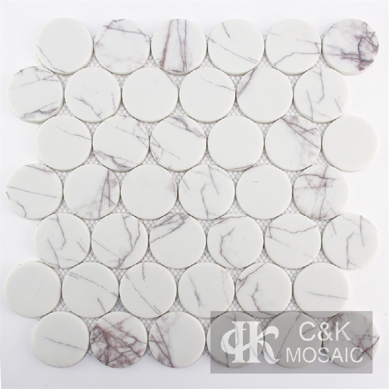 Hot Selling White Round Glass Mosaic For Kitchen 48ARRQS1024