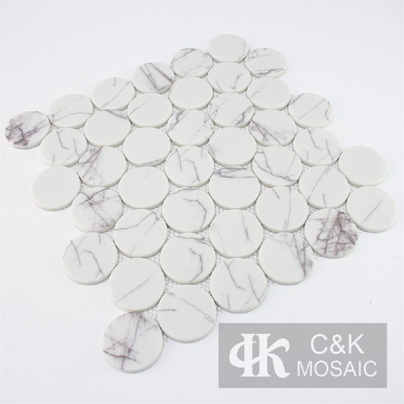 Hot Selling White Round Glass Mosaic For Kitchen 48ARRQS1024