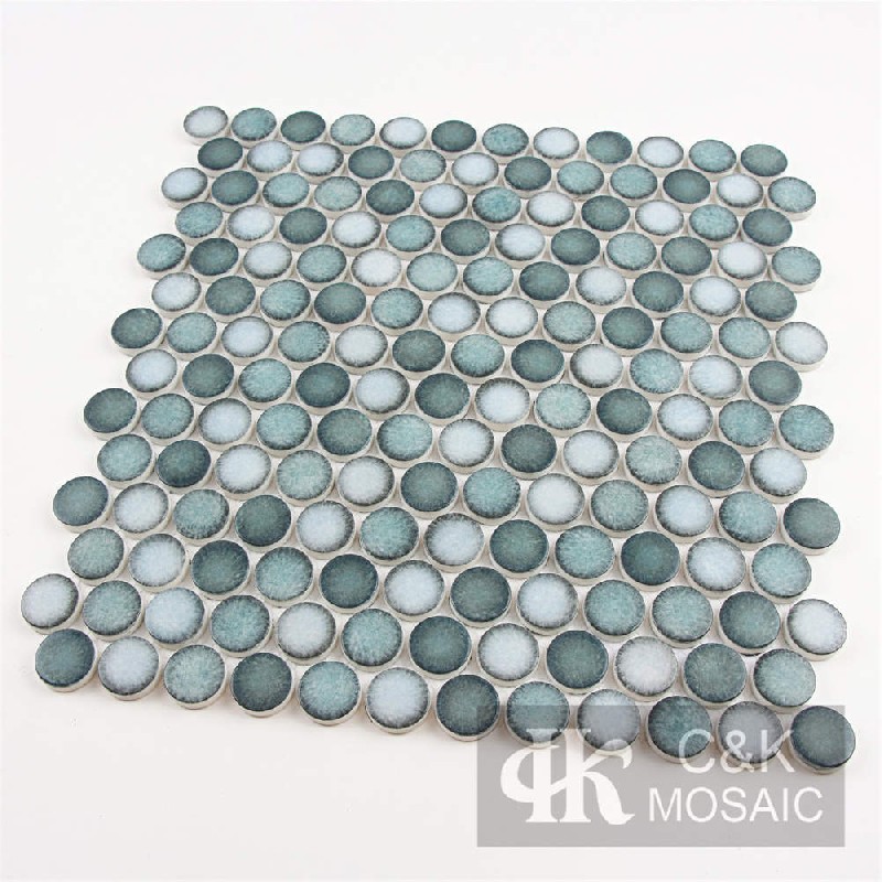 Modern Green Round Glass Mosaic For Bathroom MSRQ6003-G