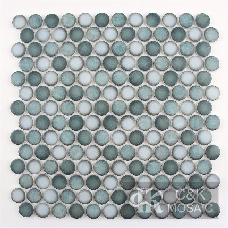 Modern Green Round Glass Mosaic For Bathroom MSRQ6003-G