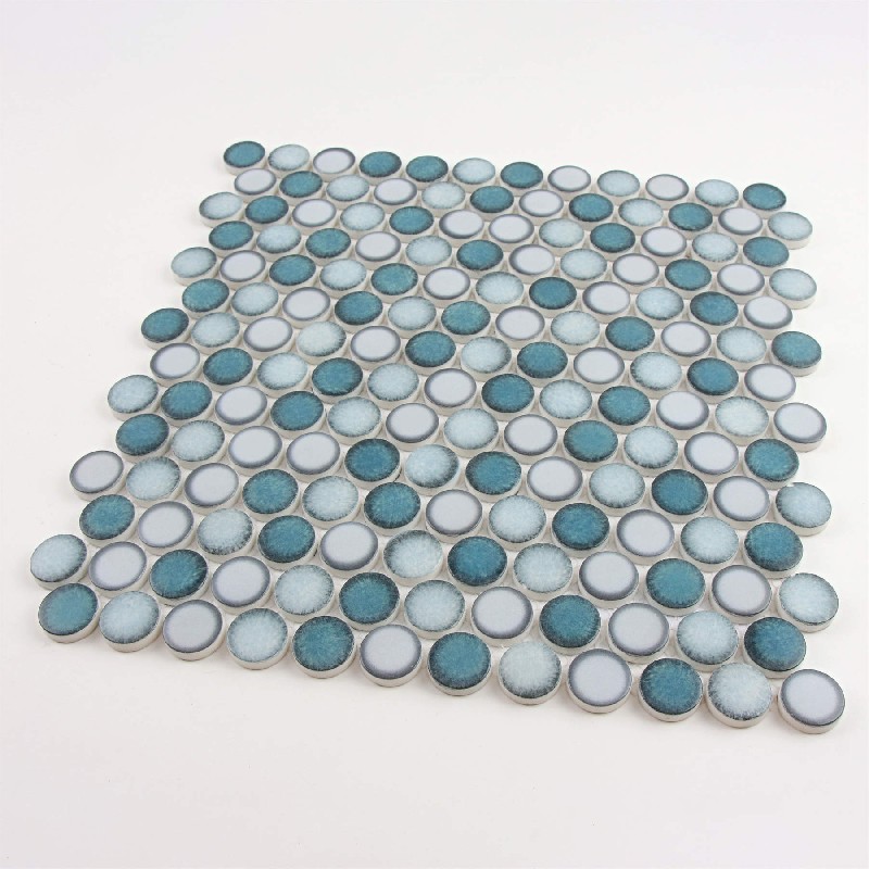 Beautiful Blue Round Glass Mosaic For Spa MSRQ7013-G