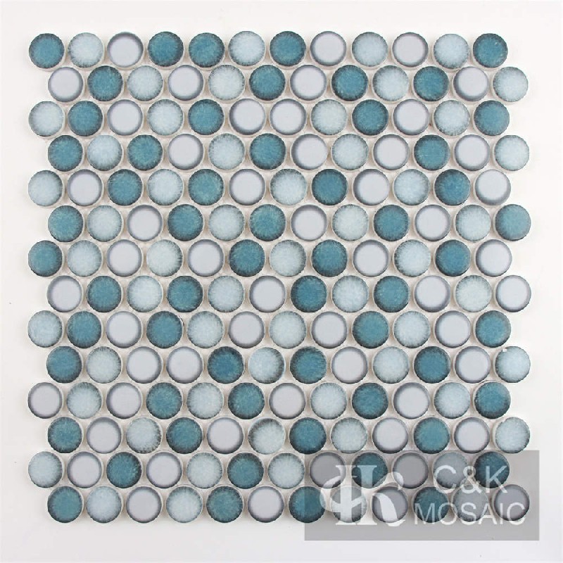 Beautiful Blue Round Glass Mosaic For Spa MSRQ7013-G