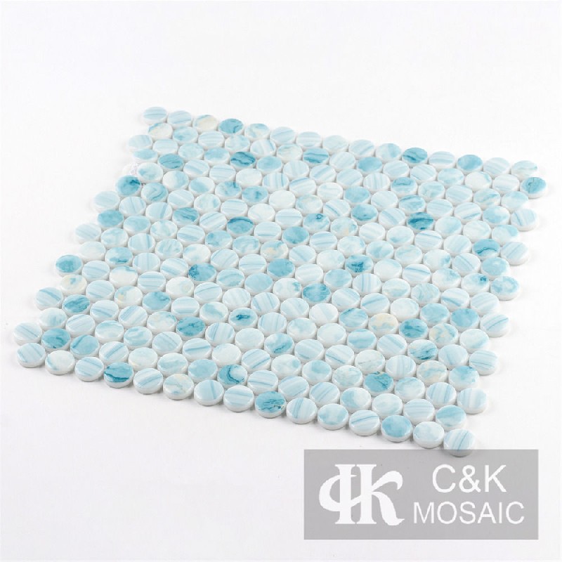 New Blue Round Glass Mosaic For Bedroom MSRQC6007-G