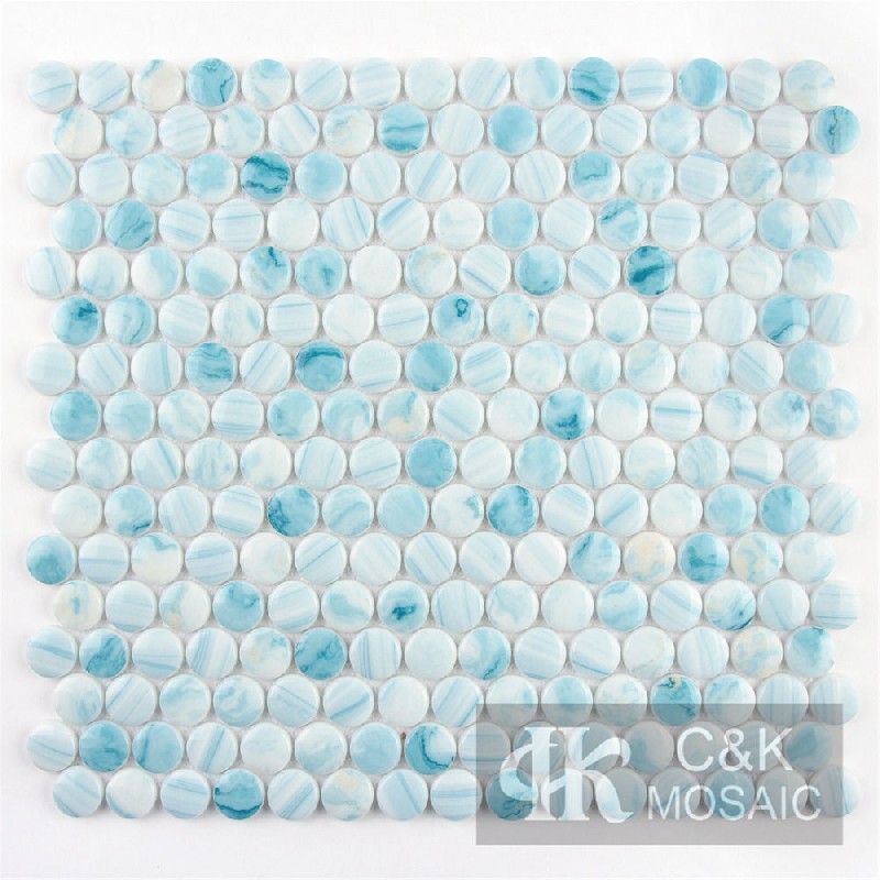 New Blue Round Glass Mosaic For Bedroom MSRQC6007-G