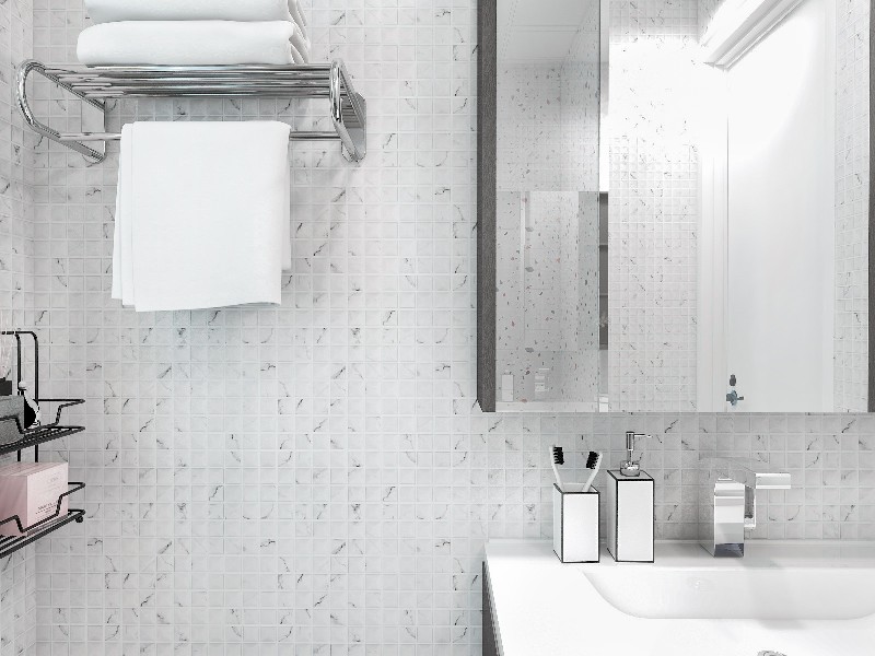 Fashion White Square Glass Inkjet Printing Mosaic For Bathroom 25SSQ105