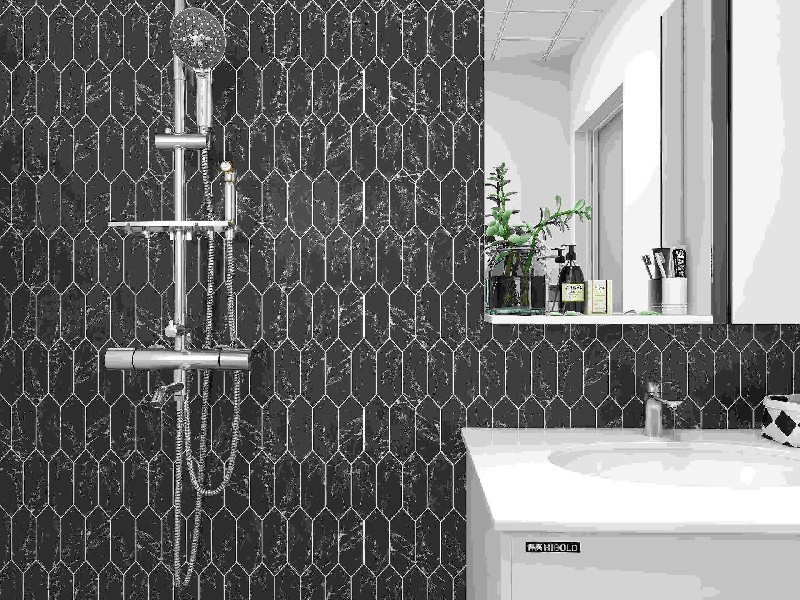 Modern Black Hexagon Glass Mosaic For Spa 58150SZQ814