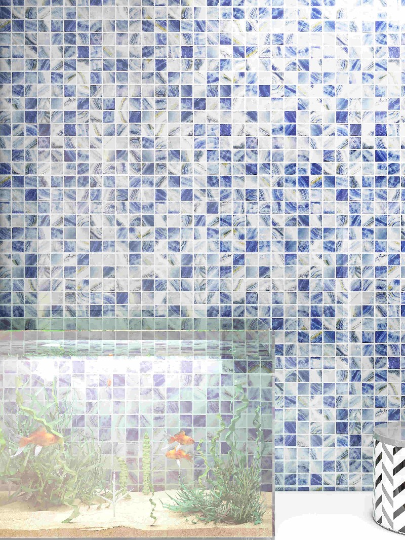 New Blue Square Glass Mosaic For Bathroom 23SSQ751-G