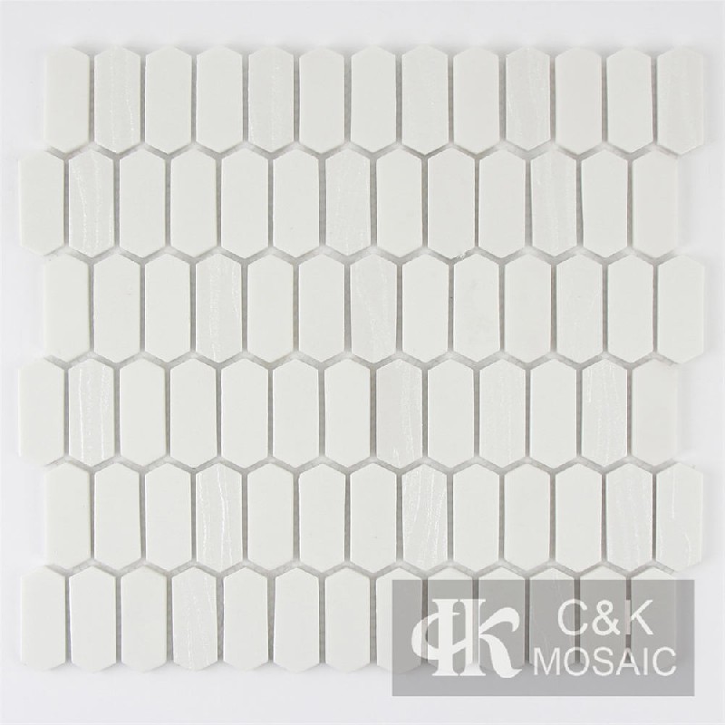 Hot Selling White Picket Recycled Glass Metallic Mosaic For Wall MSZW1014