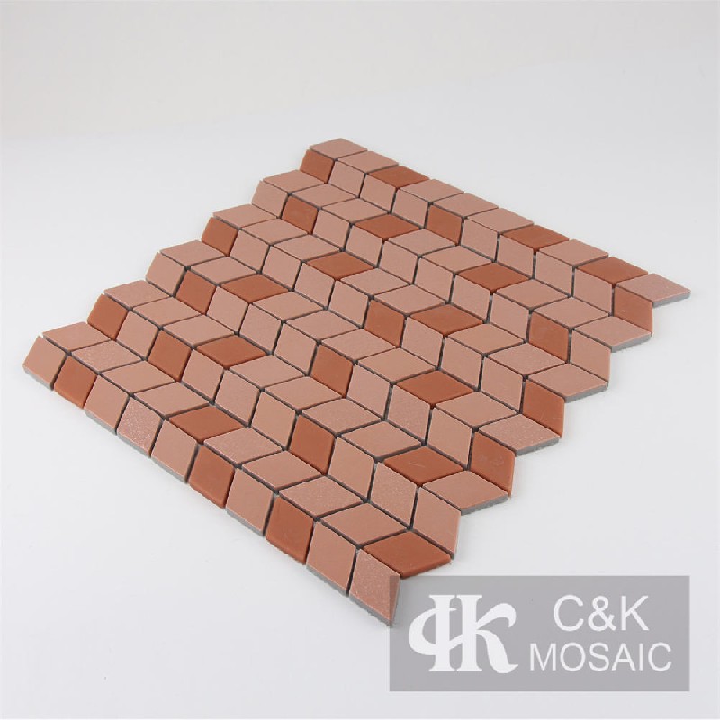 Unique Brick red Diamond Glass Metallic Tile For Bathroom MSLW3016