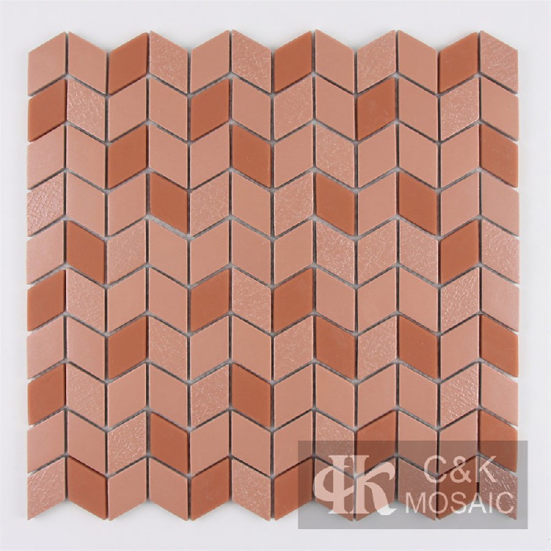 Unique Brick red Diamond Glass Metallic Tile For Bathroom MSLW3016