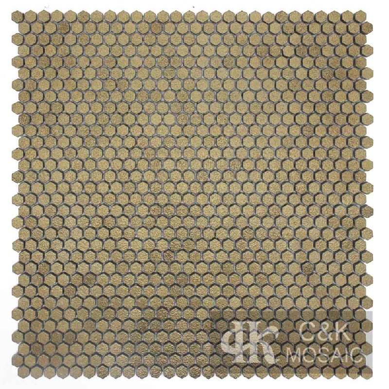 New Gold Hexagon Glass Metallic Mosaic Tiles For Wall 10NHS002