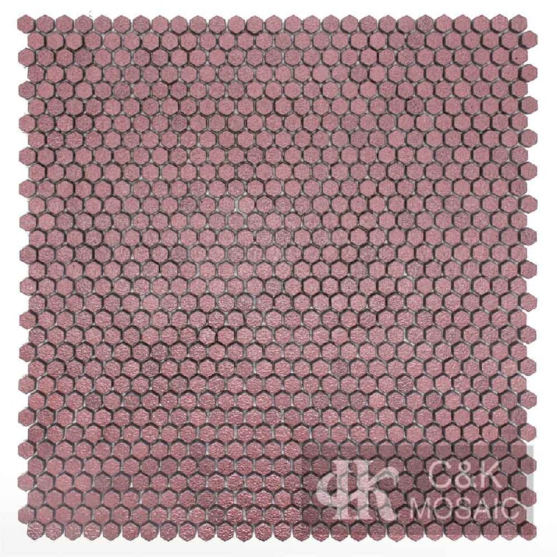 Hot Selling Purple Hexagon Recycled Glass Metallic Mosaic For Bathroom 10NHS501