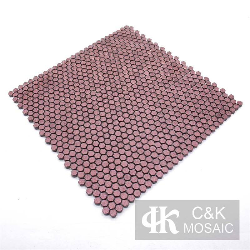 Hot Selling Purple Hexagon Recycled Glass Metallic Mosaic For Bathroom 10NHS501