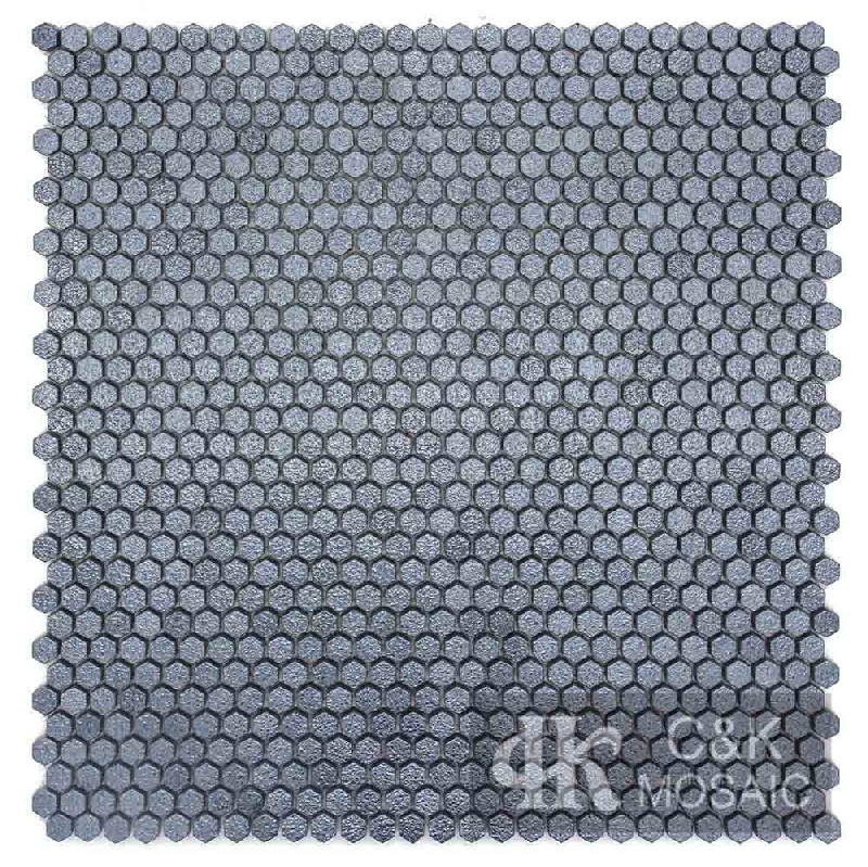 Unique Silver Grey Hexagon Recycled Glass Metallic Tile For Kitchen 10NHS201