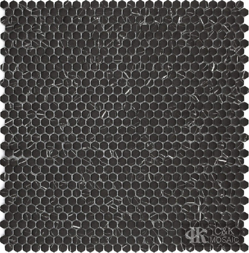 Modern Black Hexagon Glass Mosaic For Backsplash 10SHQA803