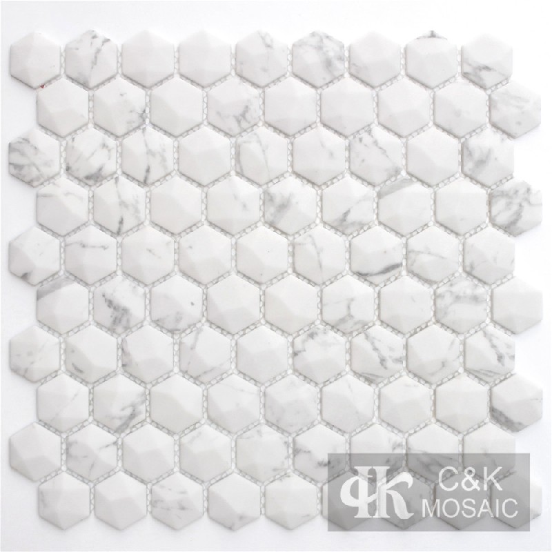 Modern White Hexagon Glass Mosaic For Bedroom 31SHQ119