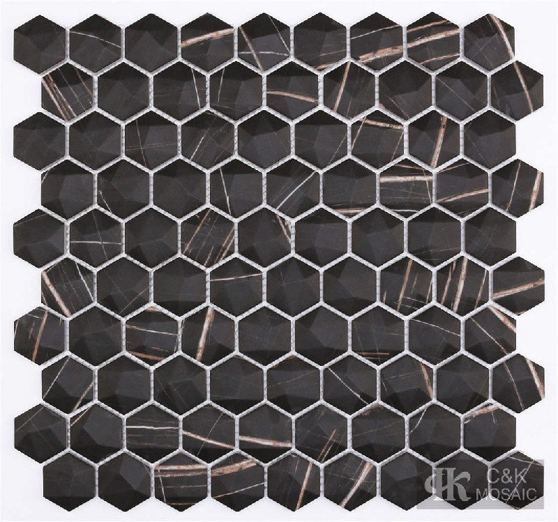 Fashion Black Hexagon Glass Mosaic For Kitchen 31SHQ807