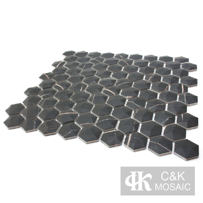 Fashion Black Hexagon Glass Mosaic For Kitchen 31SHQ807