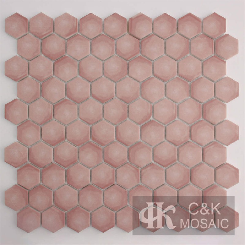 Beautiful Pink Hexagon Glass Mosaic For Bedroom 31SHQB403-Y