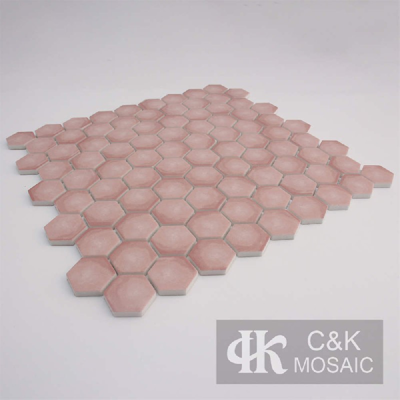 Beautiful Pink Hexagon Glass Mosaic For Bedroom 31SHQB403-Y