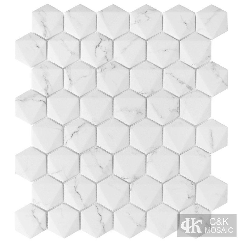 New White Hexagon Glass Mosaic For Kitchen 48SHQ106