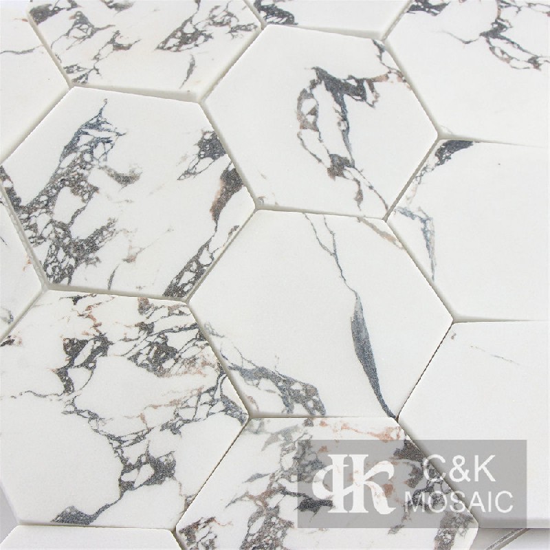 Modern Beign Hexagon Glass Mosaic For Bathroom 73SHQ387