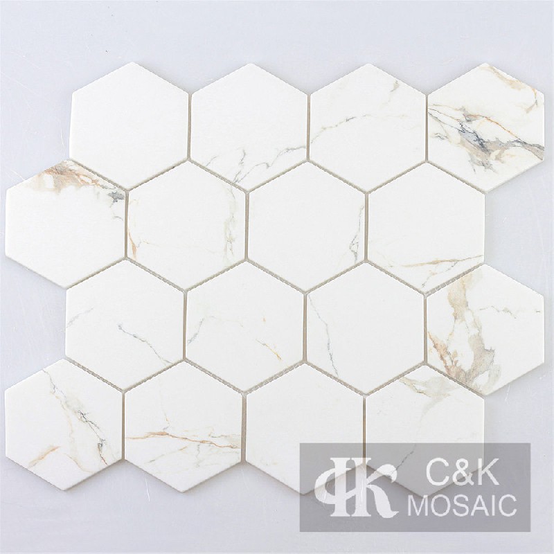 New White Hexagon Glass Mosaic For Backsplash 73SHQ169