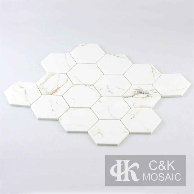 New White Hexagon Glass Mosaic For Backsplash 73SHQ169