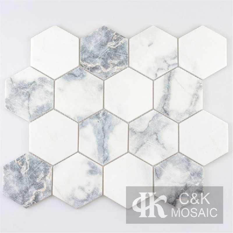 Hot Selling Blue Hexagon Glass Mosaic For Kitchen 73SHQ779