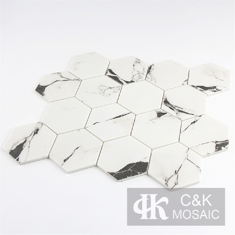 Hot Selling Black Hexagon Glass Mosaic For Bathroom 73SHQA822