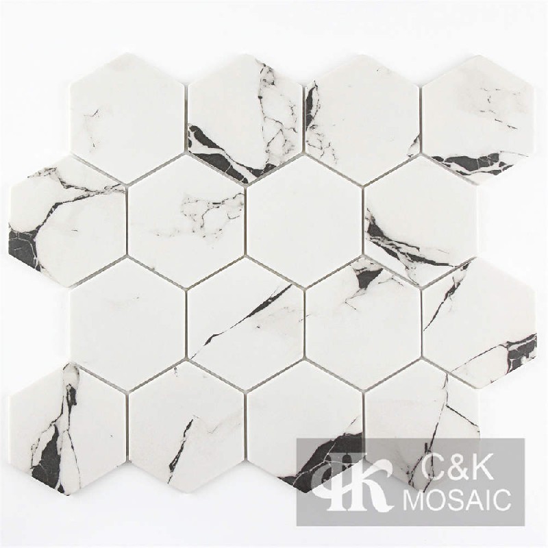 Hot Selling Black Hexagon Glass Mosaic For Bathroom 73SHQA822